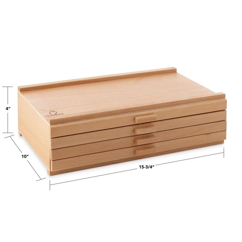 Wooden Art Supply Storage Box with Multiple Drawers for Pastels Pens and Brushes