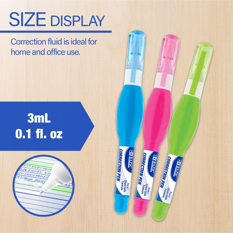 Mini Correction Pen Set - 3 mL White-Out Pens for Precise Edits, 24-Pack