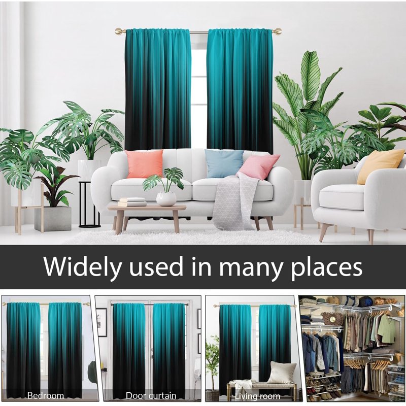 Modern Abstract Ombre Window Curtains - 2 Panels, Wide, 52x84 Inches