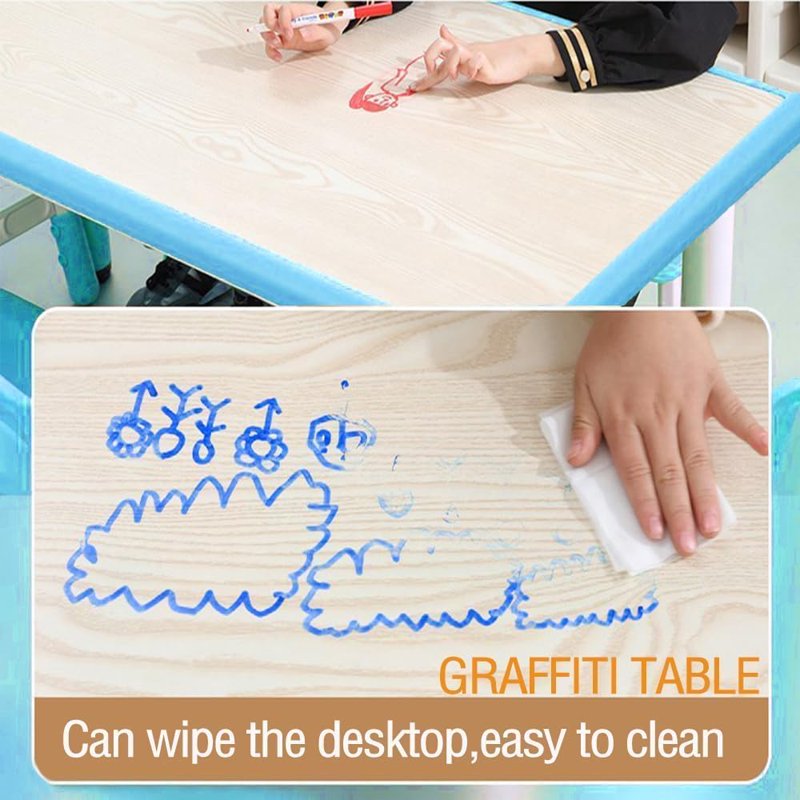 Kids Adjustable Activity Table and Chair Set with Graffiti Desktop for Ages 2-10
