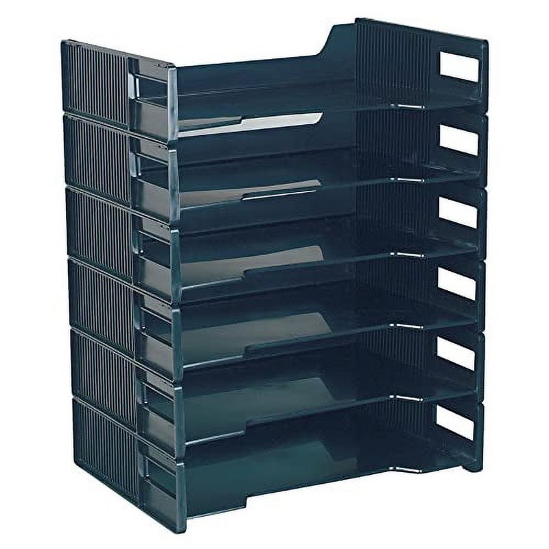 Stackable Letter Tray Set - Black, 6 Pack for Office & Home Organization