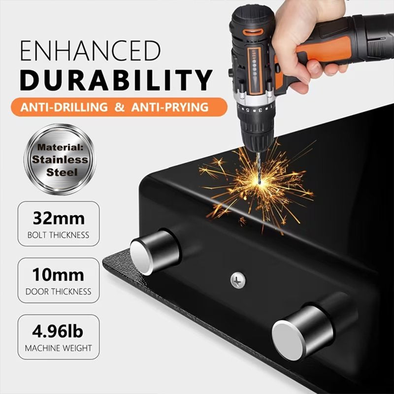 Stainless Steel Fireproof Security Safe Box for Home & Office - Anti-Theft, Key & Digital Lock