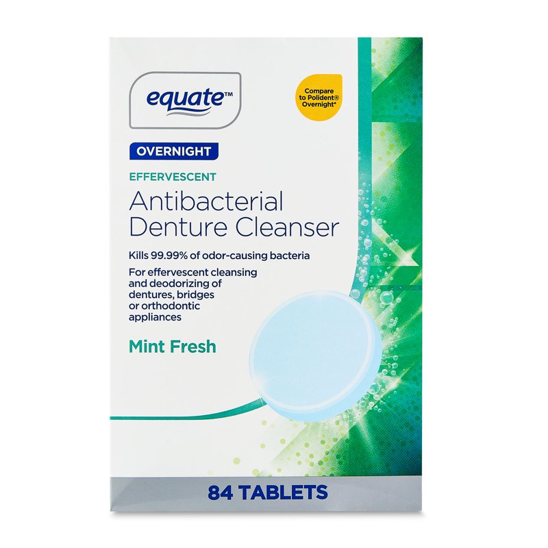 Effervescent Denture Cleanser Tablets - Mint Fresh 84 Count, Multipack