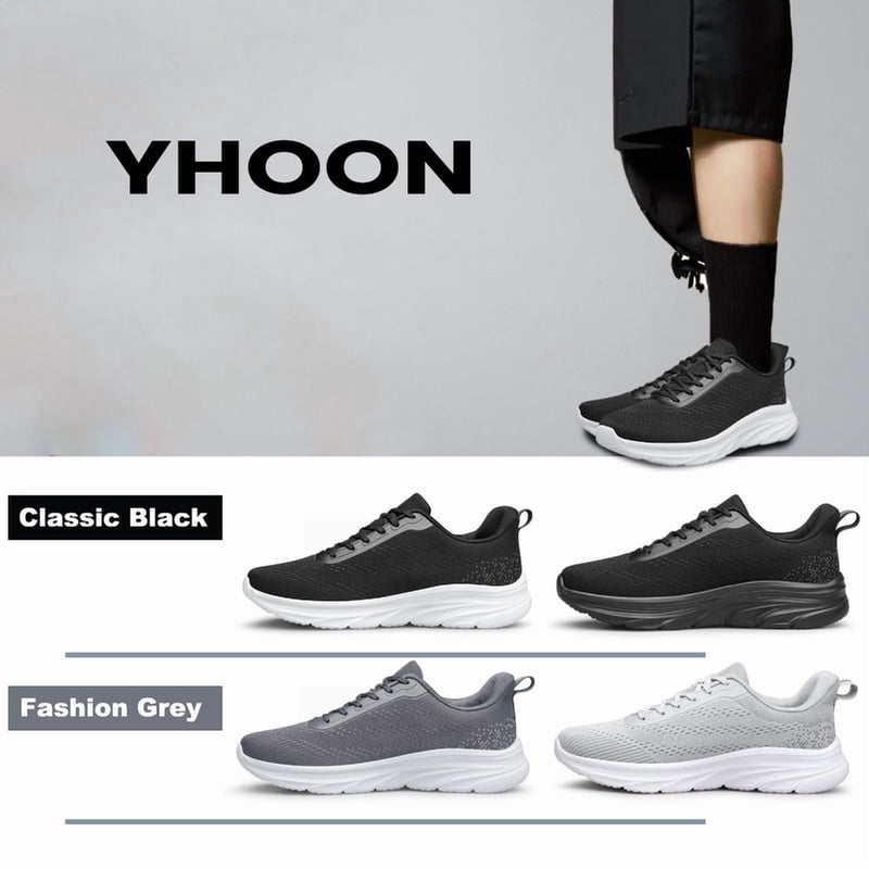 Men's Lightweight Breathable Running Sneakers All Black Size 7.5