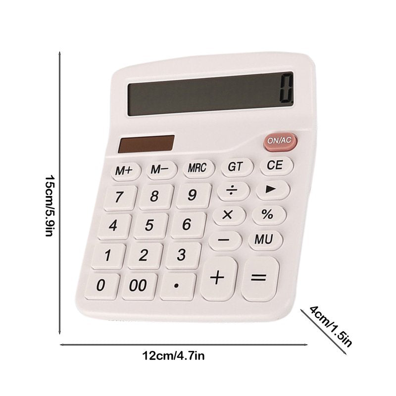 12-Digit Solar & Battery Powered Desktop Calculator - Office & Home Use