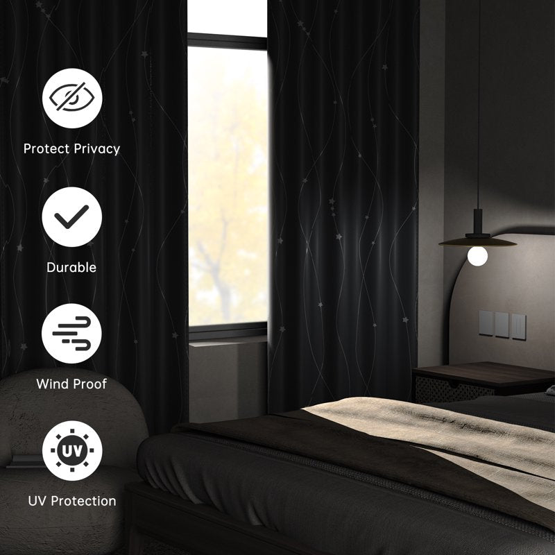 Blackout Curtains for Bedroom - Thermal Insulated Room Darkening Drapes, Noise Reducing Window Panels, Set of 2