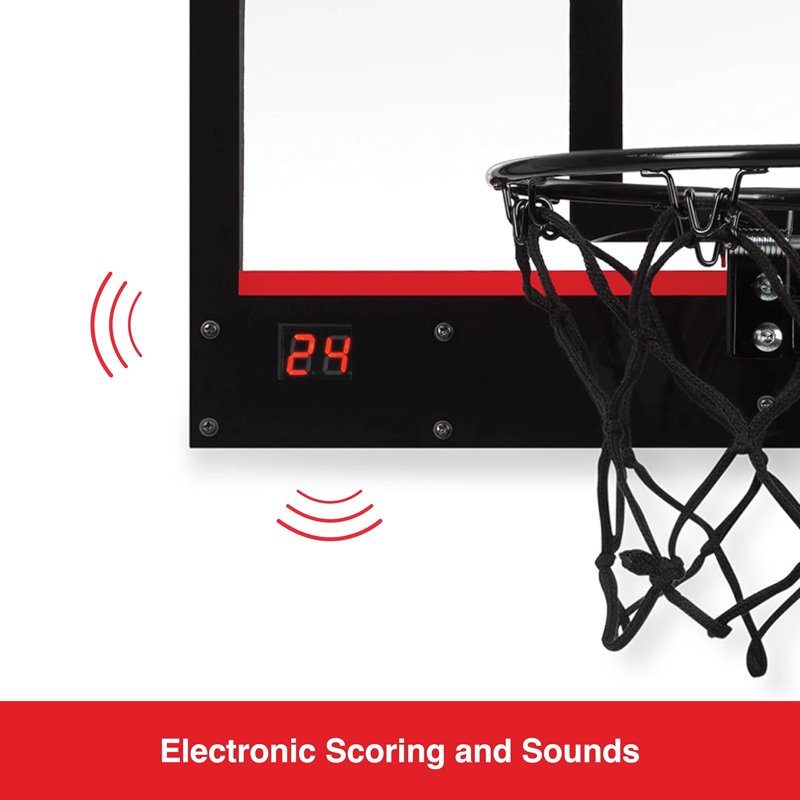 ESPN Mini Basketball Hoop with Electronic Scoring - Over Door, Includes Balls & Pump