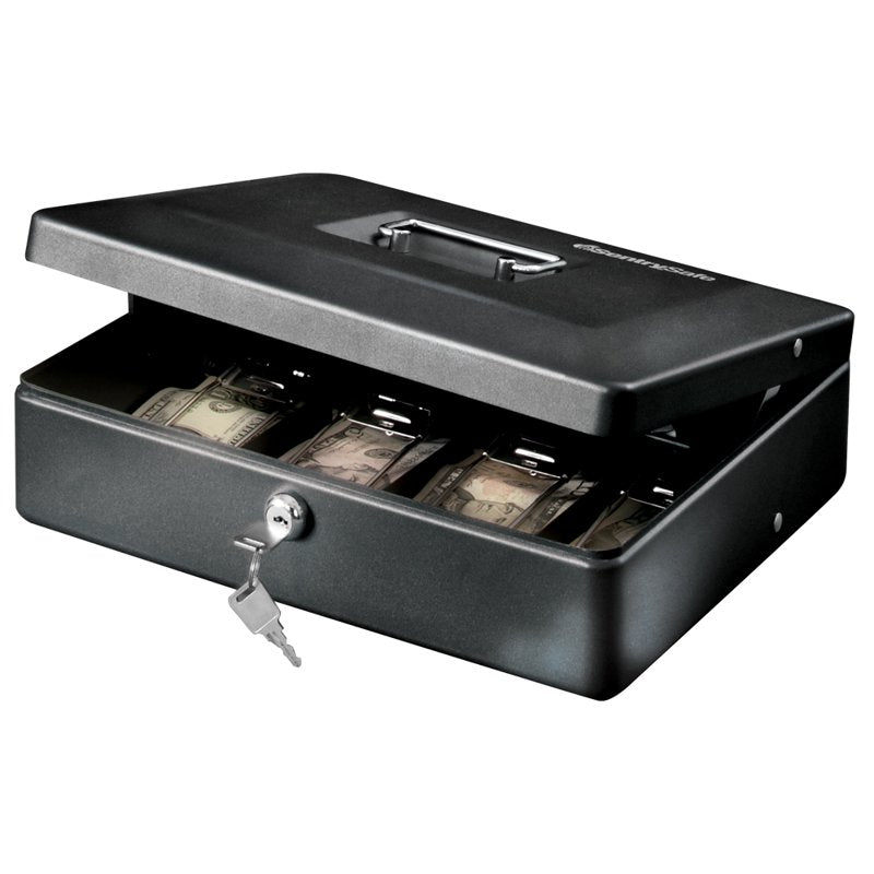 Cash Box with Key Lock and Money Tray - Secure Cash Storage for Retail, Markets