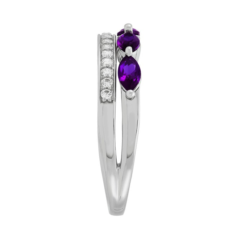 Simulated Amethyst Marquise Ring in Sterling Silver - Stackable Jewelry