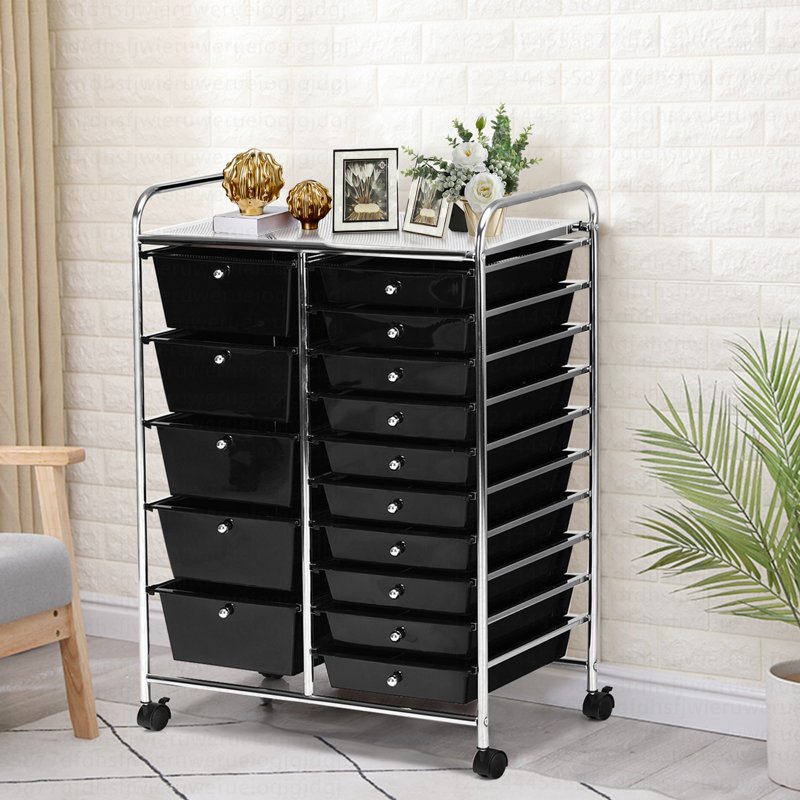 15 Drawer Rolling Storage Cart for Crafts Home Office & Garage Organization