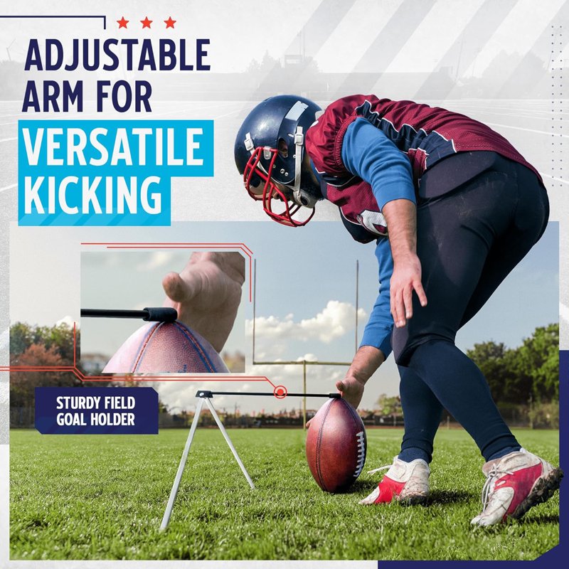 Football Kicking Tee with Adjustable Size - Portable Training Stand for Youth & Adult Football