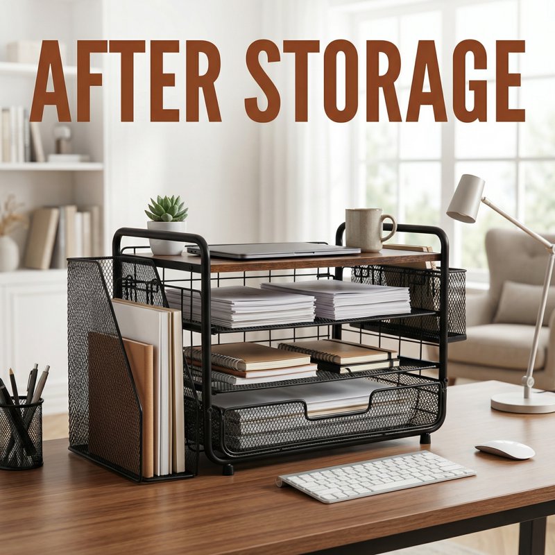4-Tier Metal Desk Organizer with Drawers Pen Holder and File Rack