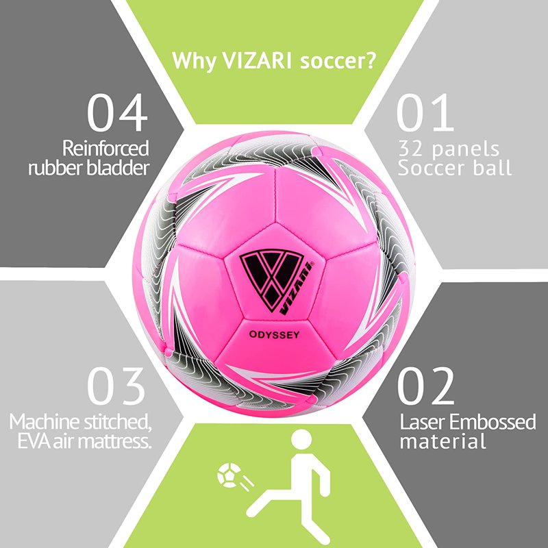 Vizari Odyssey Soccer Ball 3, 4 & 5 - Pink Variation 5 Pack