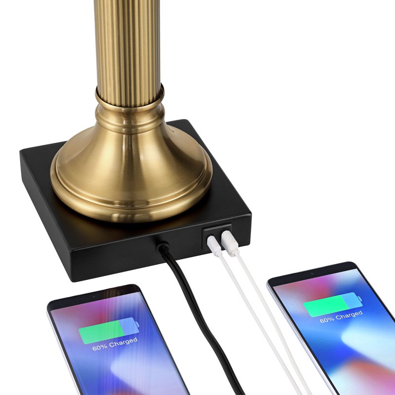 Traditional Table Lamps Set of 2 with USB Charging Ports - Gold & Black