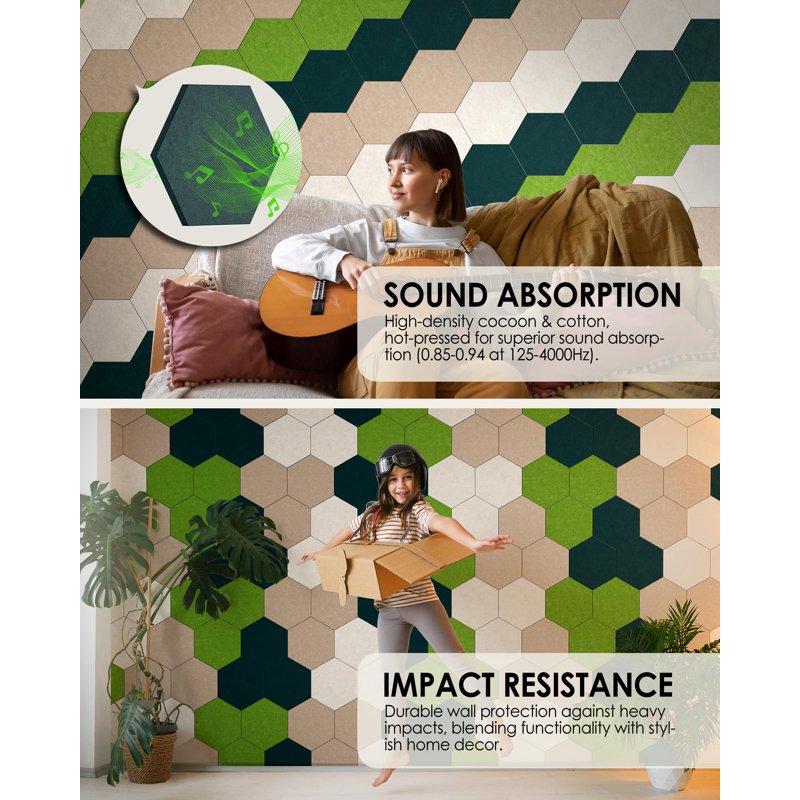 Hexagon Felt Cork Board Tiles Set - Self-Adhesive Wall Decor for Office & Home
