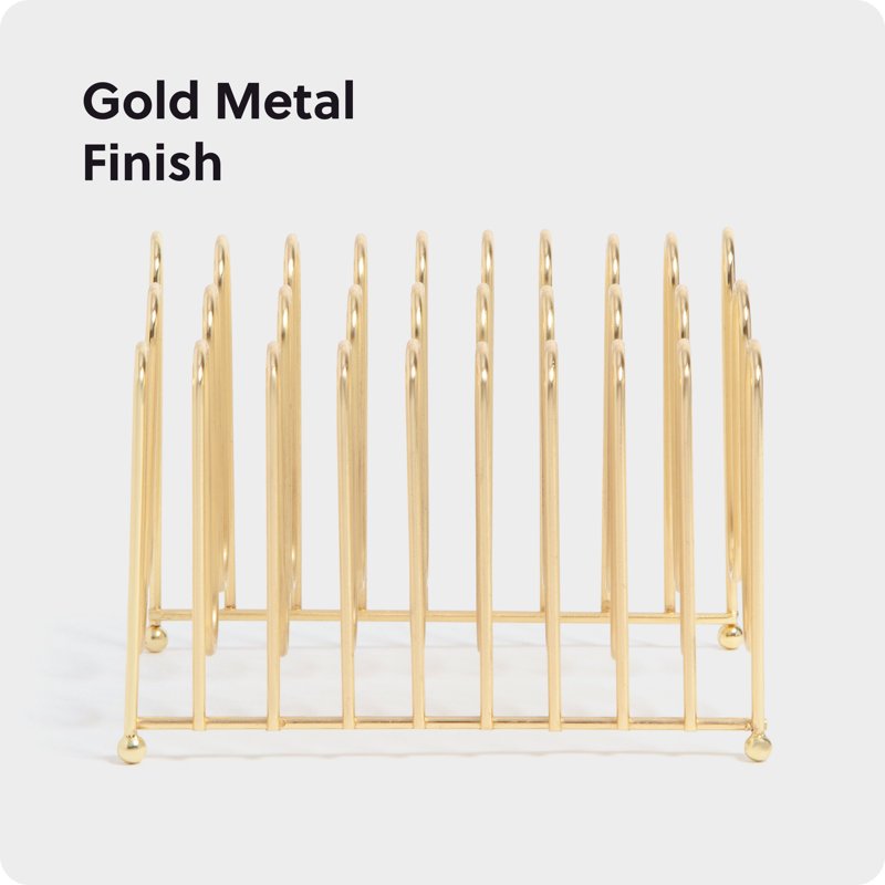 Wire Letter Organizer with Gold Finish - Desk Mail Sorter, Office & Home