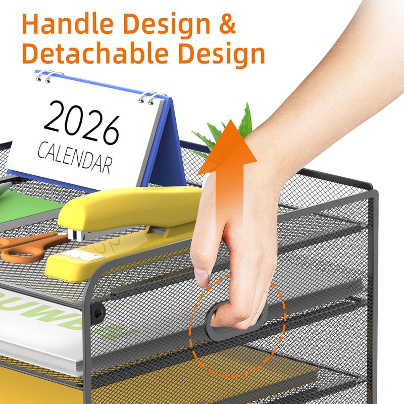 Mesh Desk Organizer with File Holder 5-Tier Letter Tray & Drawer - Multi Color