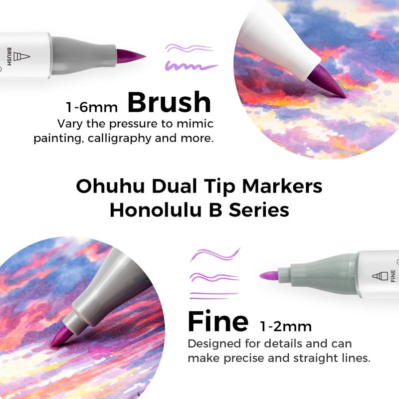Alcohol Markers Set with Dual Tips - Refillable Art Markers for Artists & Adults