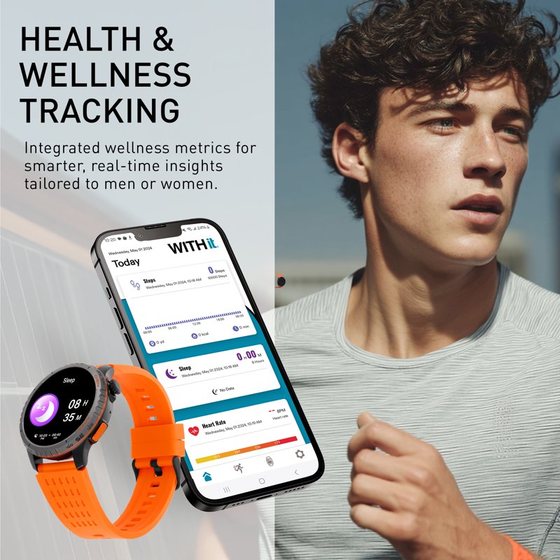 Unisex 1.43-Inch AMOLED Smartwatch with Fitness Tracking and Water Resistance