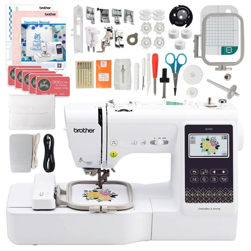 Brother SE700 Embroidery & Sewing Machine Kit with 200+ Accessories and Thread