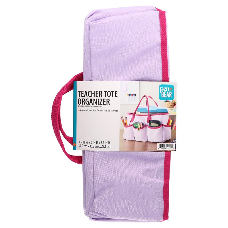 Teacher Tote Bag Organizer Carry-All for Classroom Supplies - Pink, Teal, Multicolor