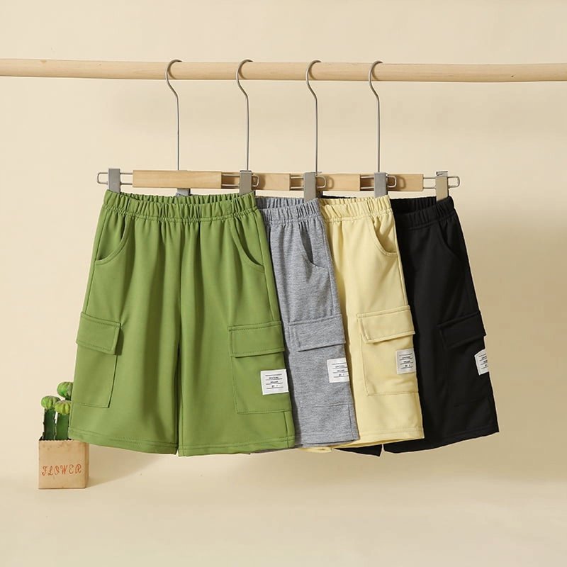 Kids Cargo Shorts 4-Pack - Boys' Summer Athletic Joggers with Pockets
