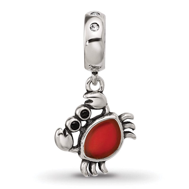 Sterling Silver Crab Bead Dangle Jewelry Accessory Crystal Enamel Gift
