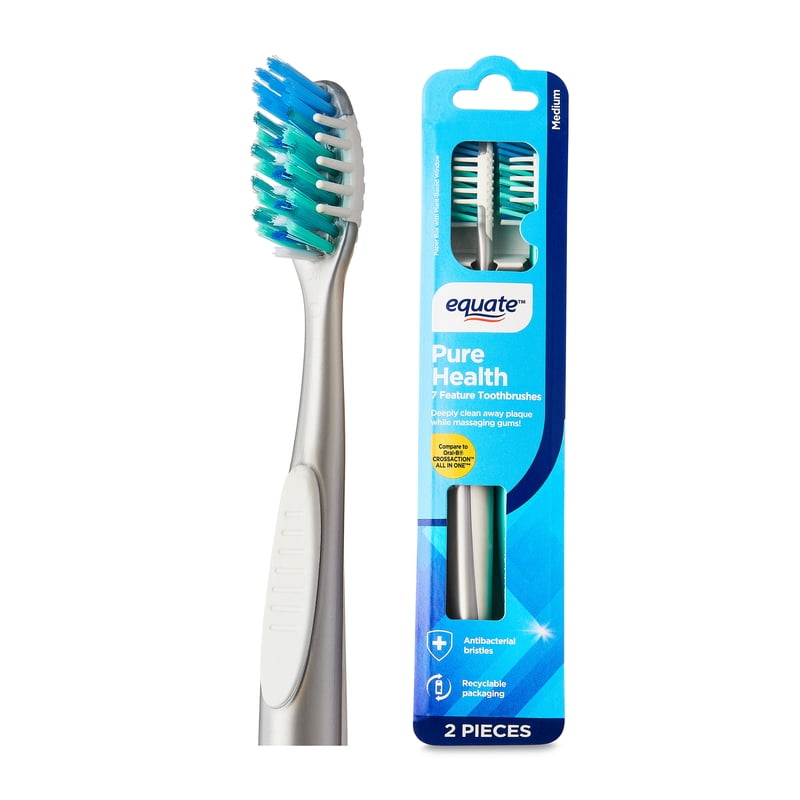 Manual Toothbrush with Medium Bristles & Tongue Cleaner - Multipack 3