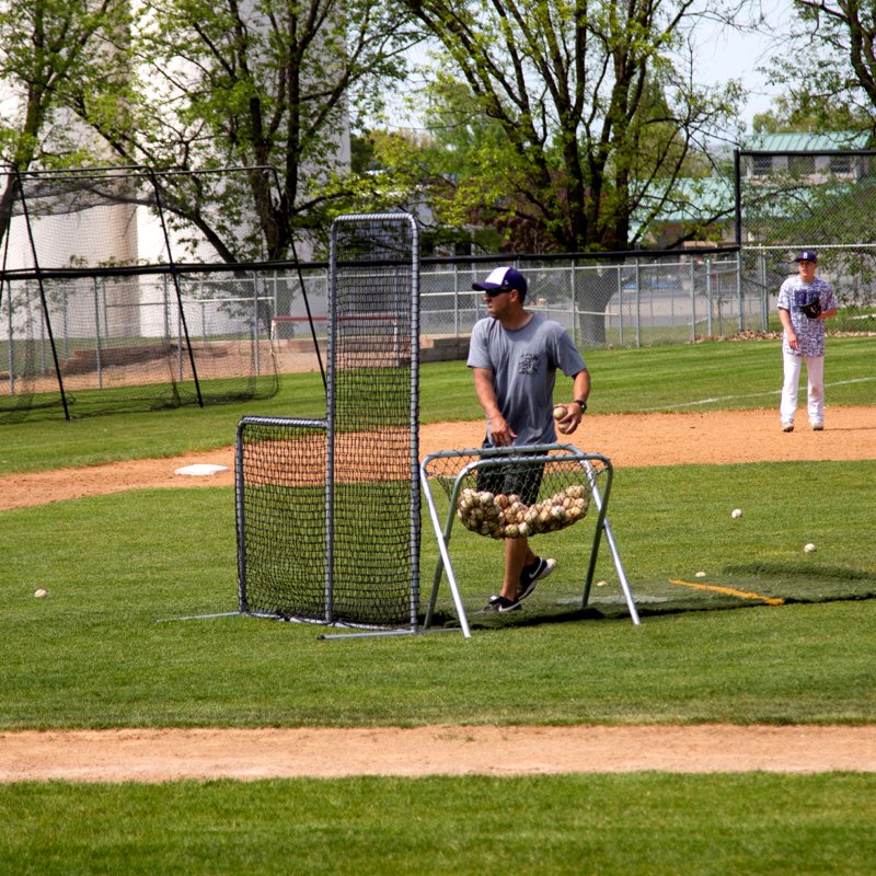 Portable Baseball & Softball Pitcher Safety Net 6x6 ft L-Screen with Steel Frame