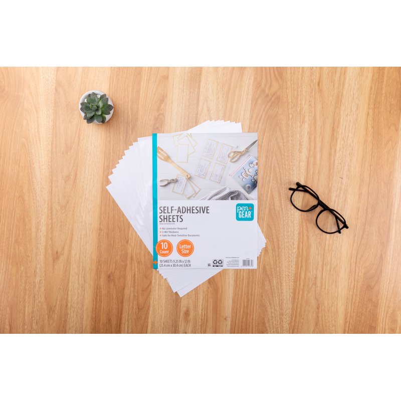 Self-Adhesive Laminating Sheets - Clear, Letter Size, 10+ Pack