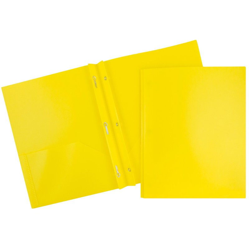 2-Pocket Plastic Folder with Clasps - Assorted Colors, 9.5 x 11.75 Inches, Pack of 6