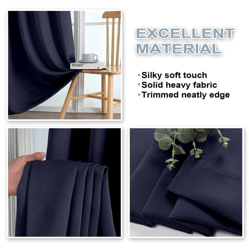 Blackout Window Curtains Set - Thermal Insulated Room Darkening Drapes for Bedroom & Living Room