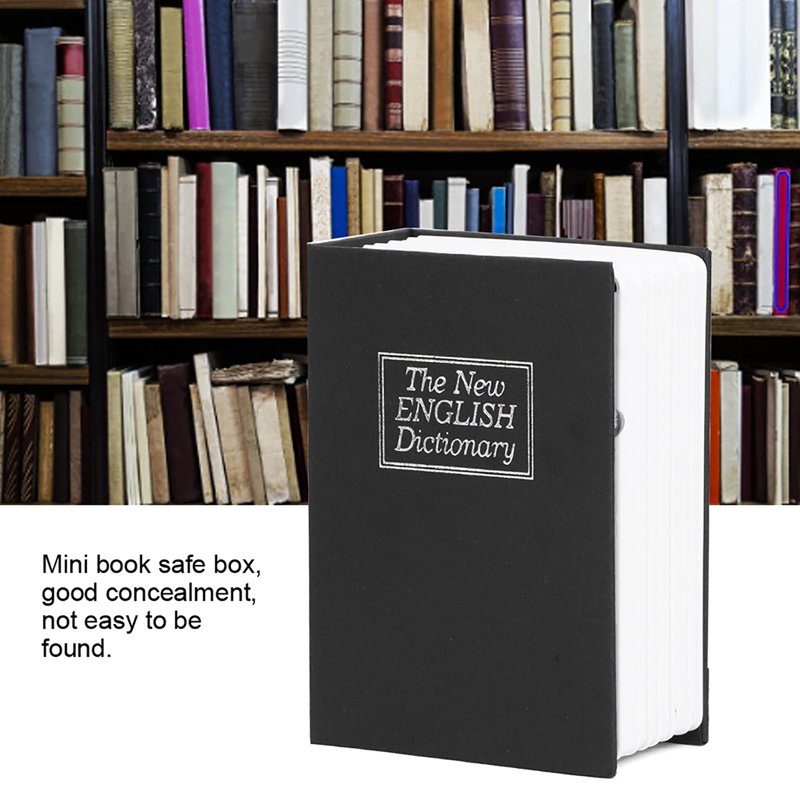 Mini Book Safe Box with Lock and Keys - Concealed Metal Jewelry & Cash Safe