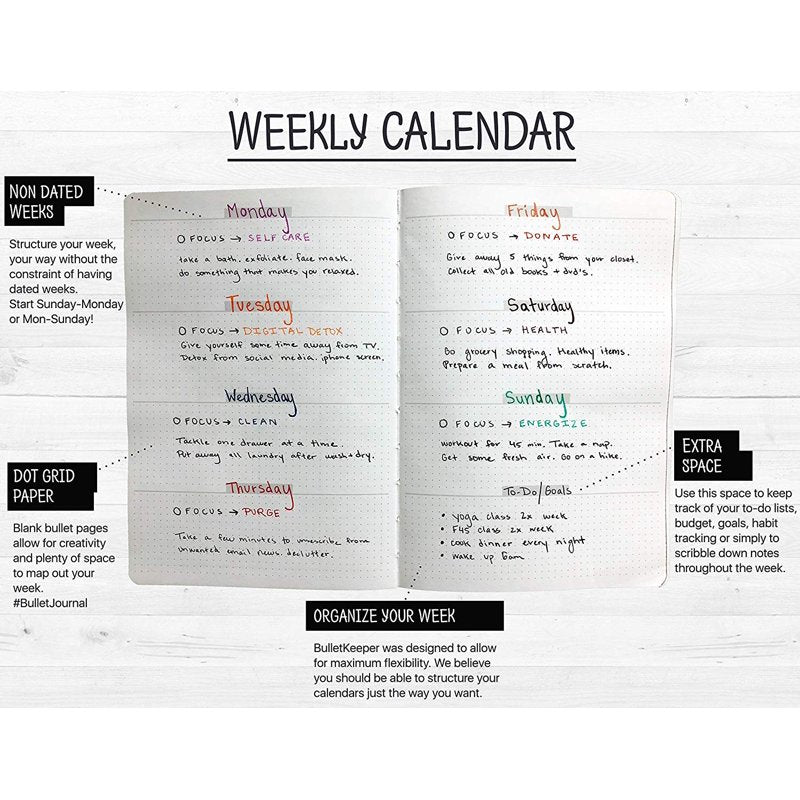 Undated Weekly Monthly Planner with Sticker Set and Bookmark - A5 Personal Organizer, Green Hardcover