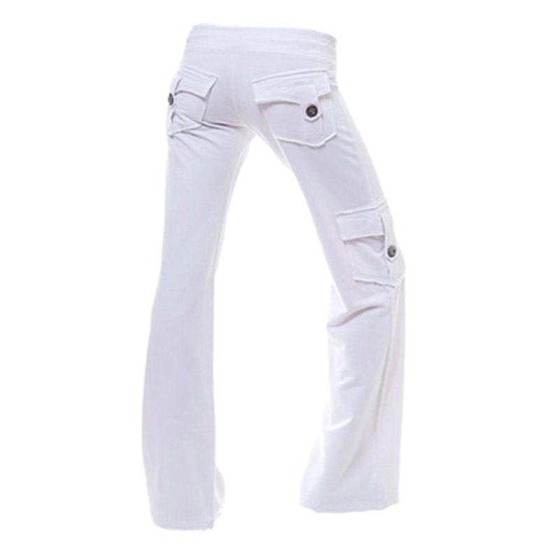 Women’s Autumn Workout Leggings with Stretch Waist Button Pockets - Yoga & Gym Pants