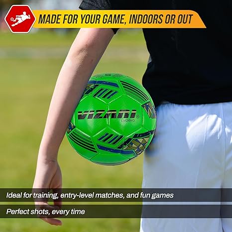Vizari Livorno Soccer Ball 5 Lime Green - Size 5, Durable TPU Ball