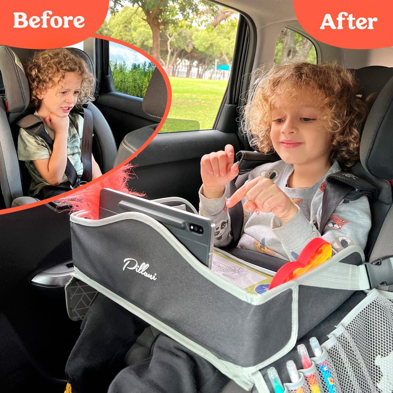 Kids Travel Tray for Car & Airplane - Toddler Lap Desk & Road Trip Essential