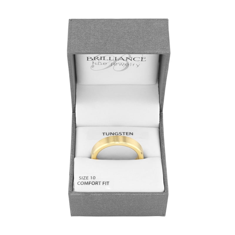 Men's Gold-Tone Tungsten Wedding Band 5MM Beveled Ring - Durable Men's Jewelry