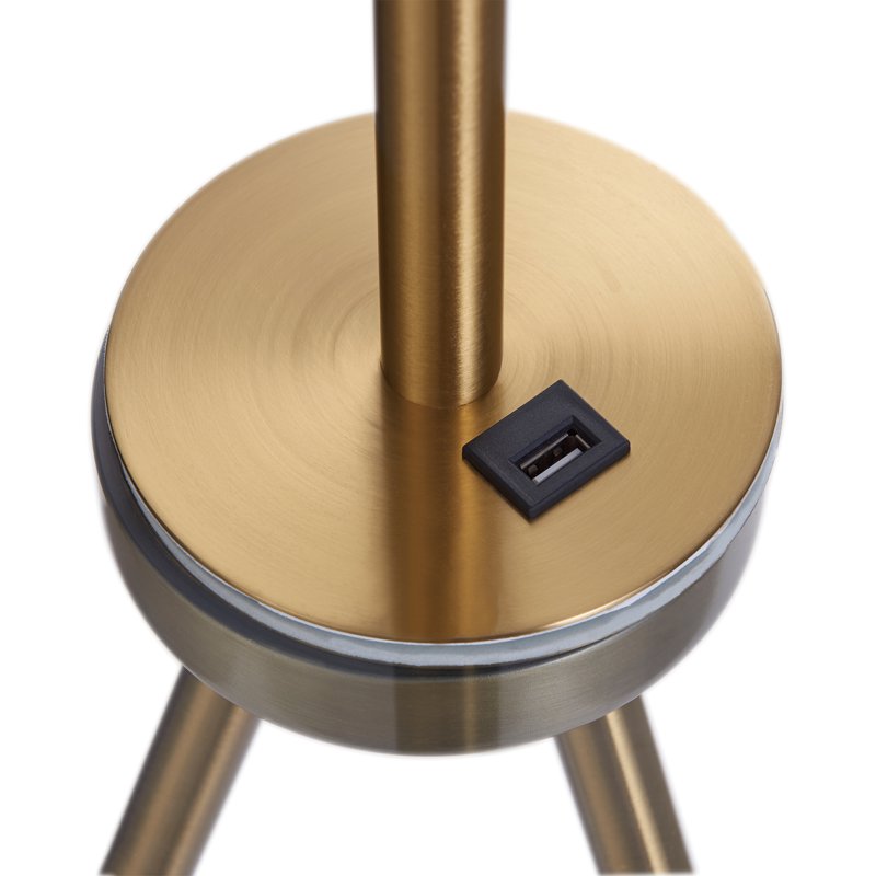 Myra Floor Lamp with Glass Table and USB Charging Port - Gold Black