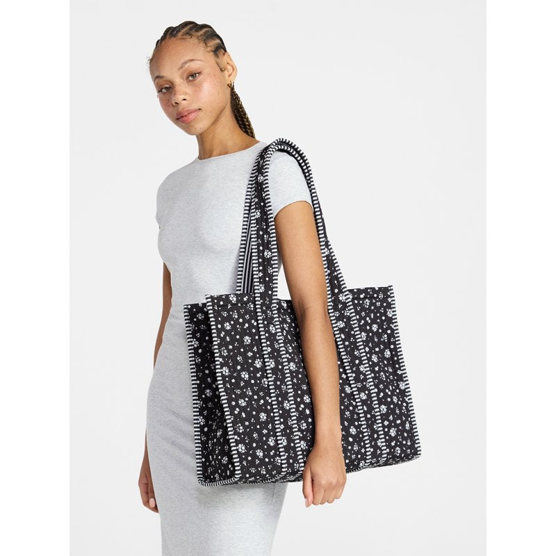 Women's Quilted Tote Bag - Large Capacity, Double Shoulder Straps, All Prints