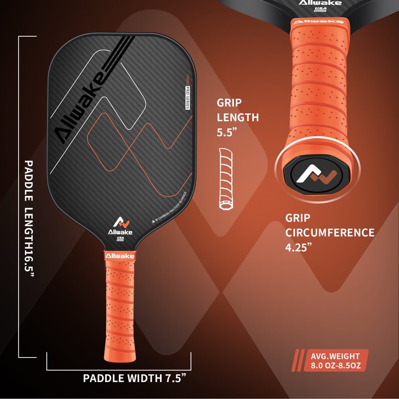 USA Pickleball 3K Carbon Fiber Paddles - Durable Lightweight Paddle, Black-Brown Variation
