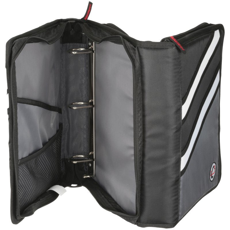 Dual D-Ring Zipper Binder 3 Inch Capacity Organizer for Documents - Black