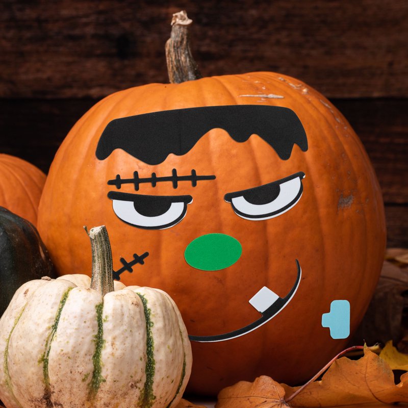 Joyfy 15 Pack Halloween Foam Pumpkin Decorating Stickers - 15 Designs, Jack O Lantern Face Craft Kit for Kids
