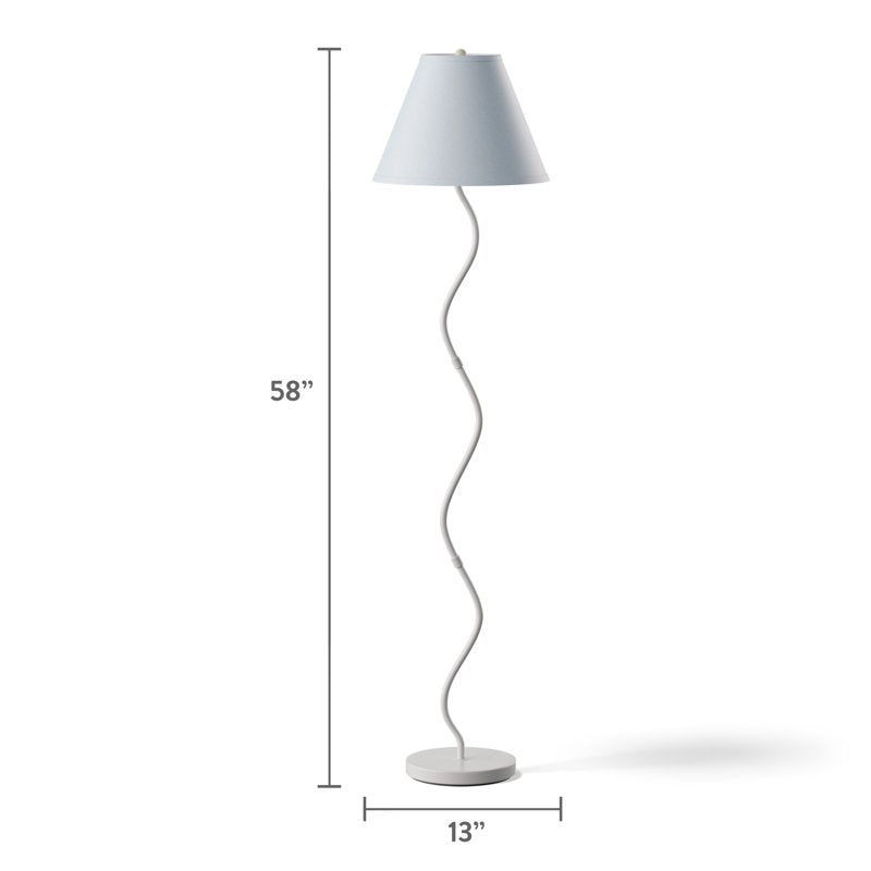 58-Inch Greige Floor Lamp with Fabric Shade - Modern Indoor Lighting