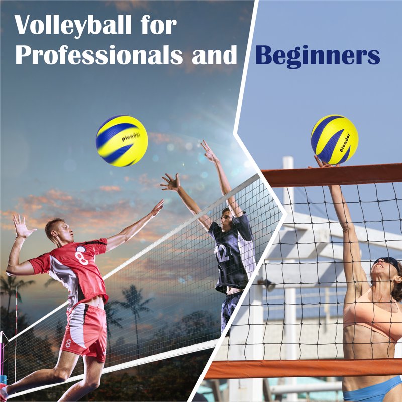 Size 5 Volleyball for Youth & Beginners Indoor Outdoor Beach Play Bright Yellow & Blue