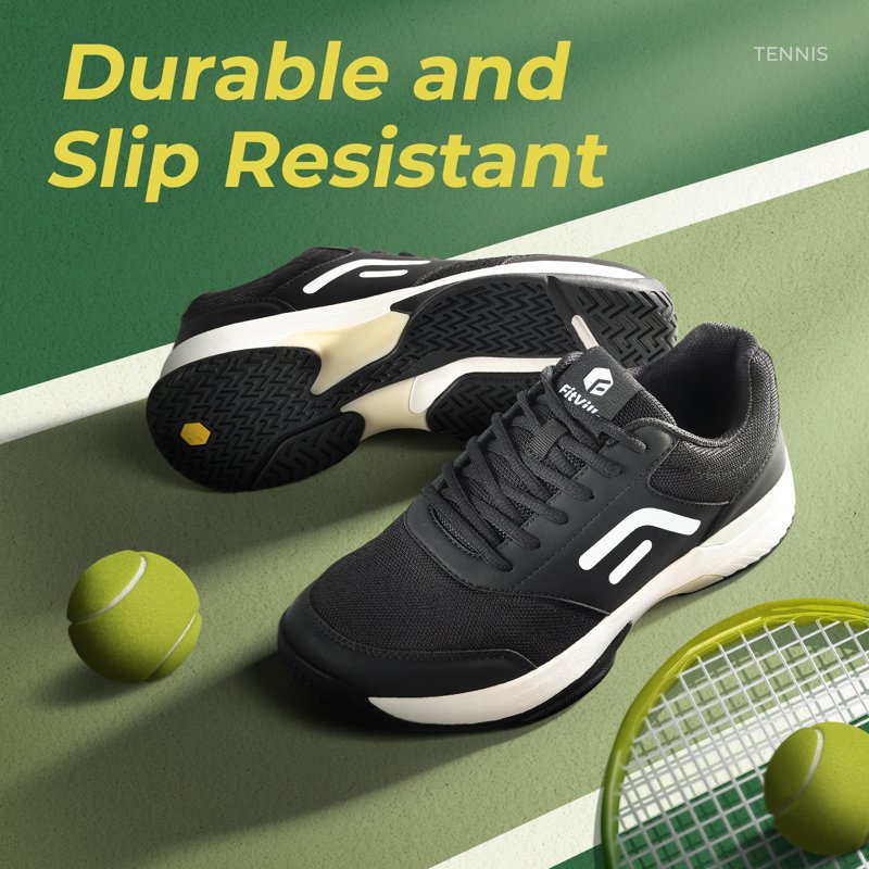Wide Fit Tennis & Racquetball Shoes for Men with Arch Support - All Court