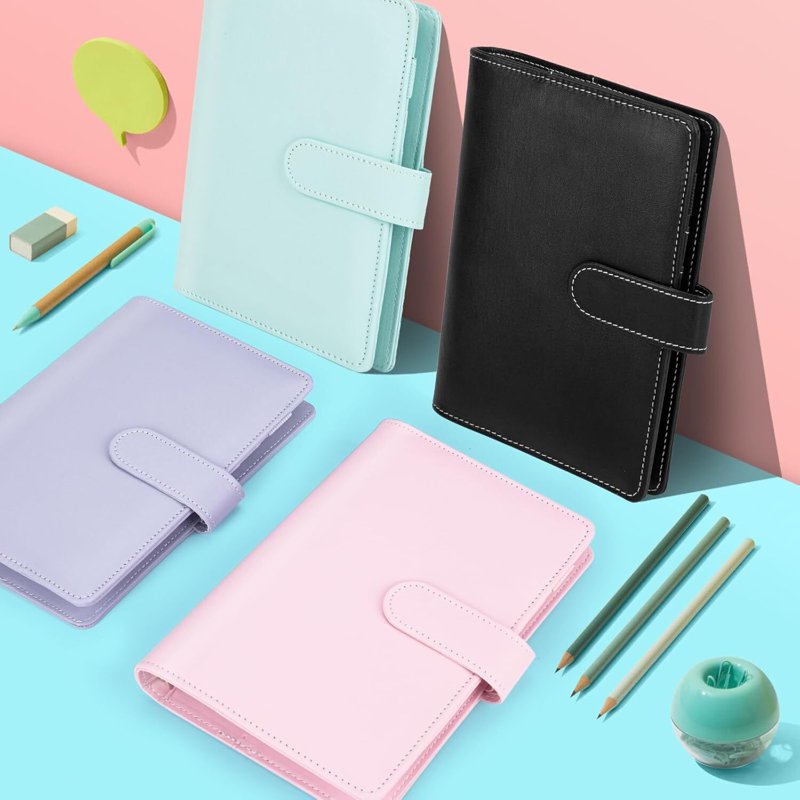 Money Saving Binder with Zipper Cash Envelopes and Budget Planner - Purple, Blue, Black, Pink