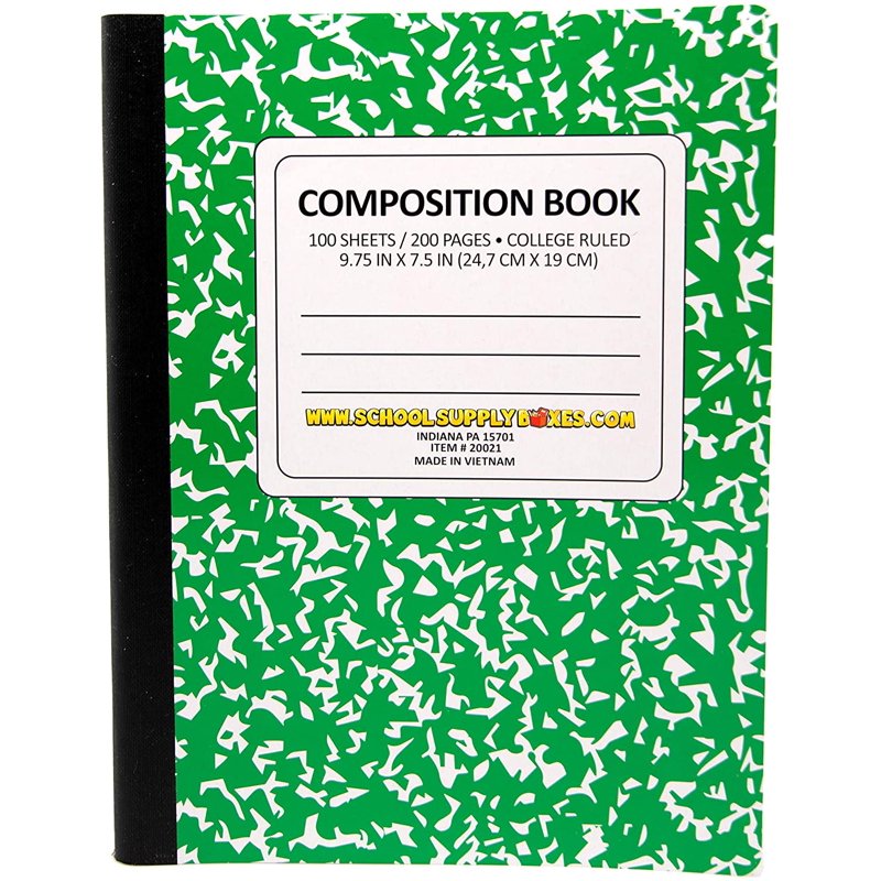 College Ruled 5-Book Bundle: Composition Books (100 Sheets each) – Classic Marble Cover