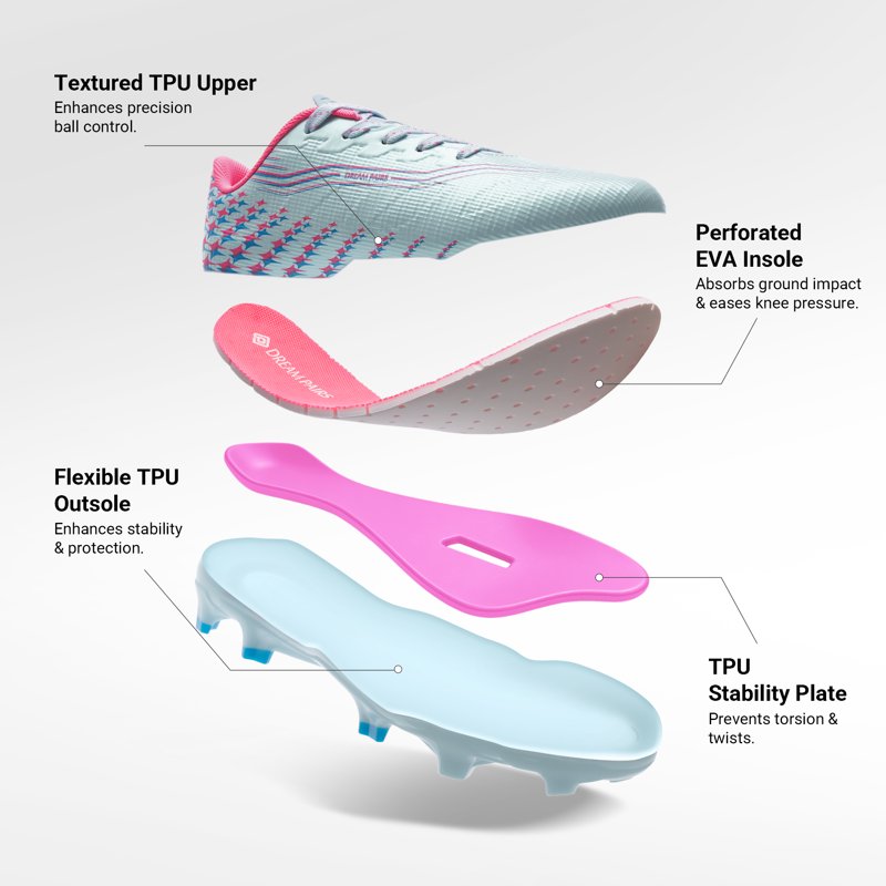 Dream Pairs Kids Soccer Cleats High-Speed Lightweight Football Shoes - Light Blue Pink, Variation 6