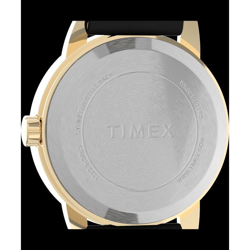 Timex Ladies' Dress Watch Black Leather Strap Easy-Read Dial Water-Resistant